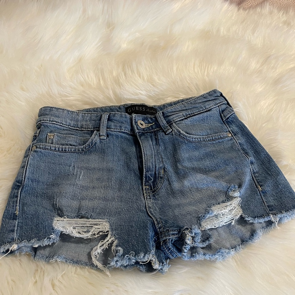 Guess Blue Distressed Jean Shorts